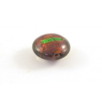Flat puffed round 17mm glass bead brown silver foil